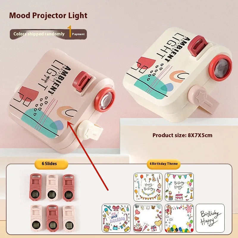 Children's projection lamp plastic toy in pink for age 4-6, shown as photo prop