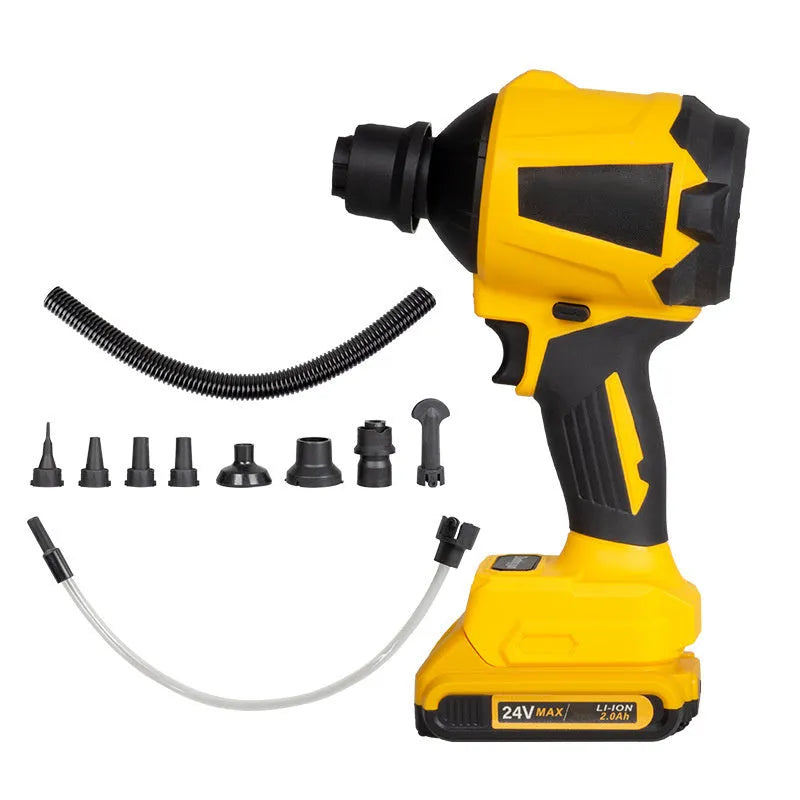Yellow cordless dust gun with 680W power rating for office and electronic equipment cleaning