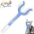 Blue and pink plush cat wand toy with 70cm length for interactive indoor play
