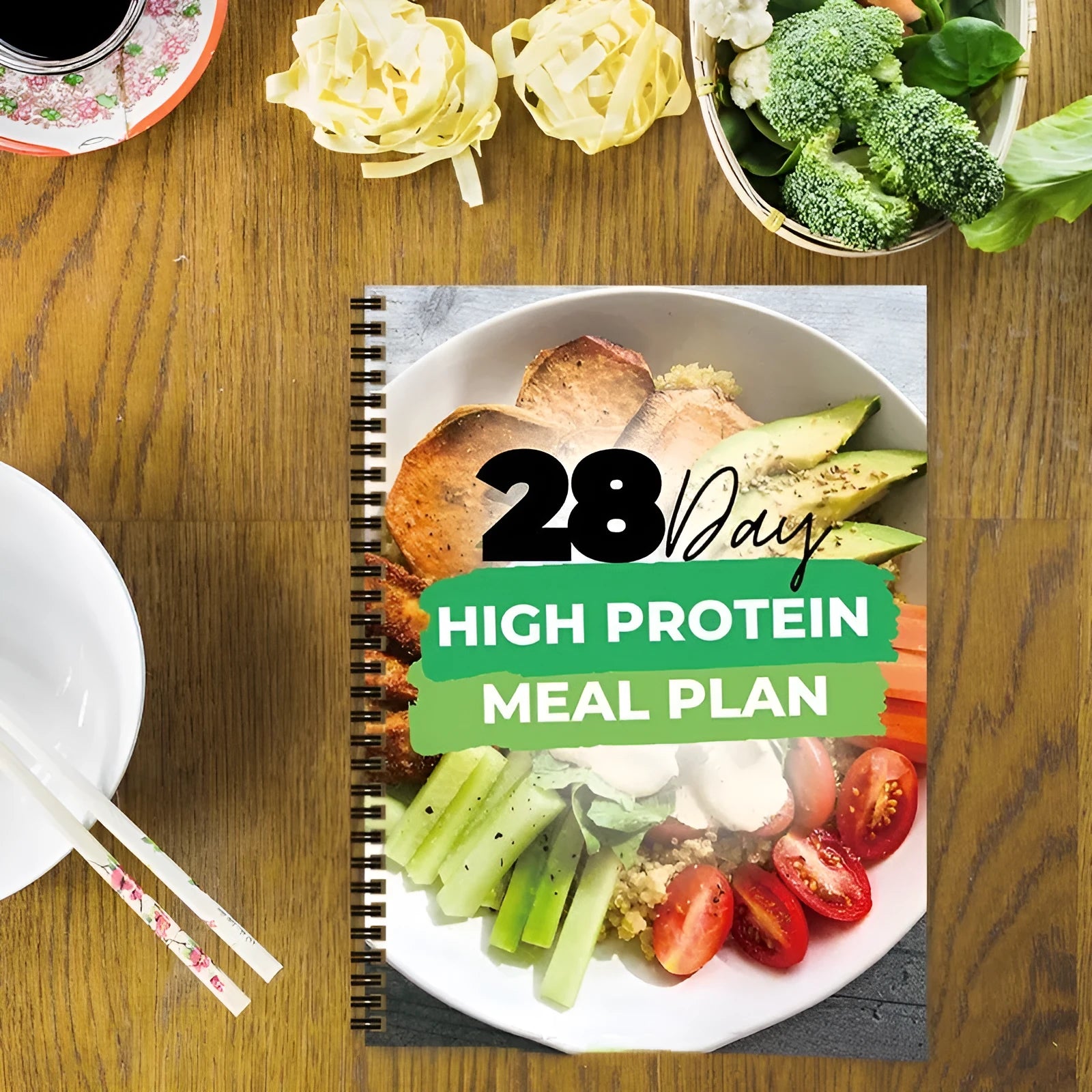 28-Day High-Protein Diet Plan Book with 21cm x 28.5cm paper cover