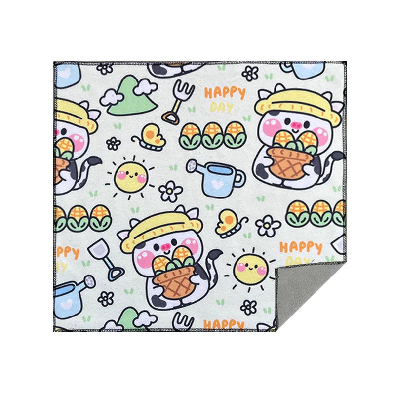 Printed cartoon cat design cloth cosmetic bag in multiple colours with zippered closure