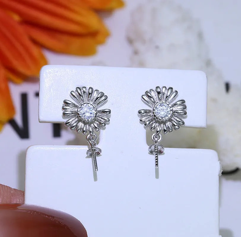 Baroque S925 sterling silver floral earring frames in gold and silver colour options