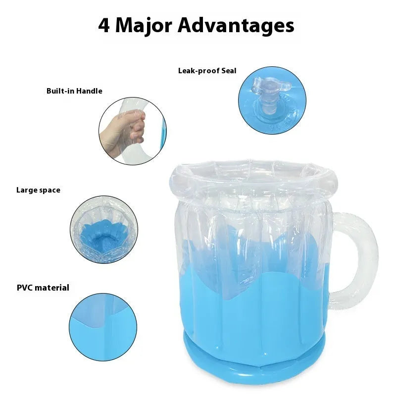 Bright yellow inflatable PVC ice bucket for beer steins and outdoor drinks