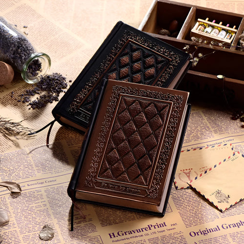 A5 embossed faux leather notepad with a super thick 3D cover in bronze colour.