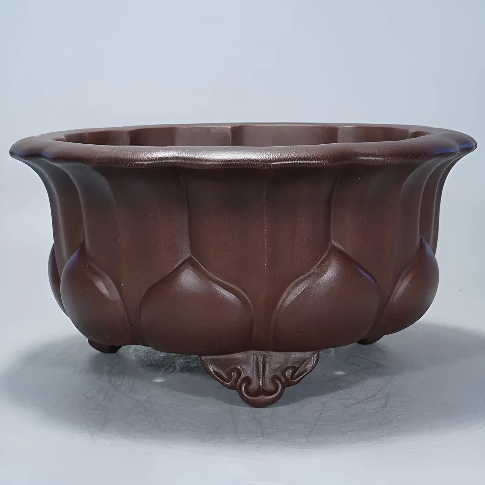 Large square antique purple sand succulent bonsai pot with petal basin design