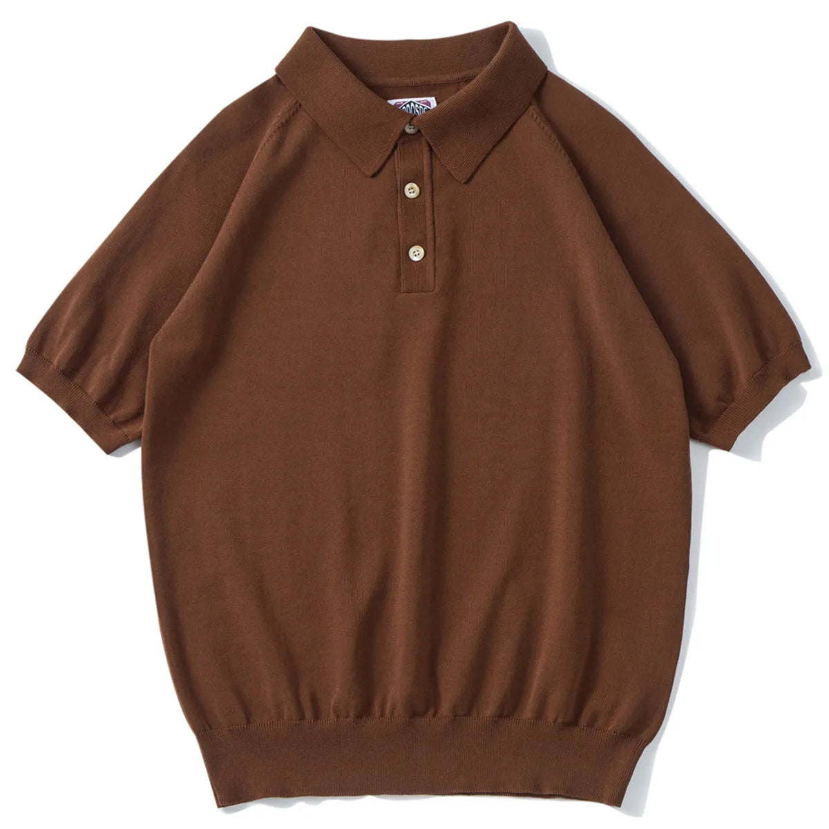Retro knitted cotton short-sleeved t-shirt in solid dark brown pine green and light gray slim fit summer leisure top