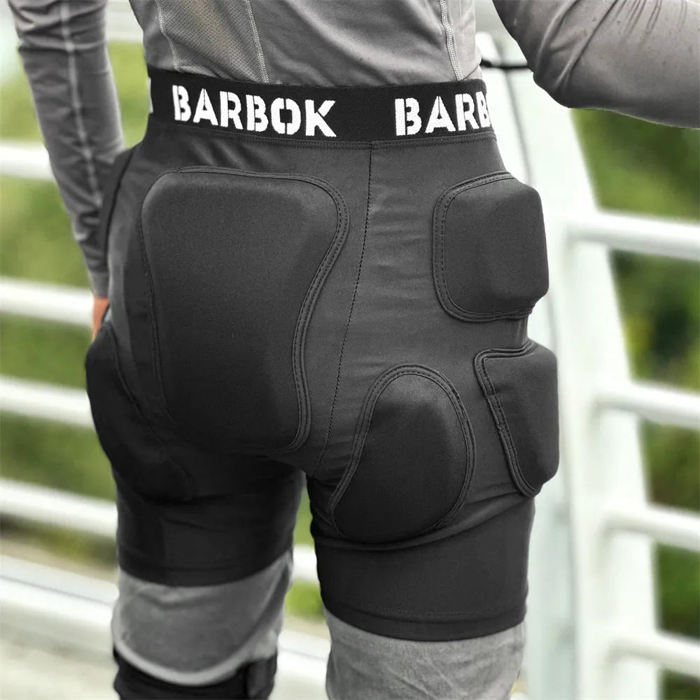 Black hip protection pad for roller skating, skateboarding and skiing with spandex and NBR padding