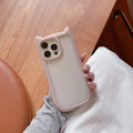 Acrylic high version cat ears phone case for iPhone 17 series in pink, with TPU bumper and clear back