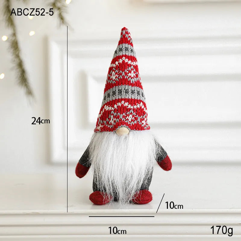 Cloth Christmas ornament faceless Rudolf reindeer doll in red clothing