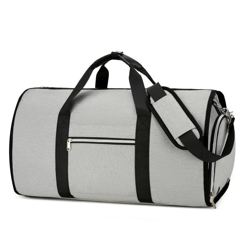 Oxford cloth multi-purpose bag in grey with organisational compartments and expansion functionality