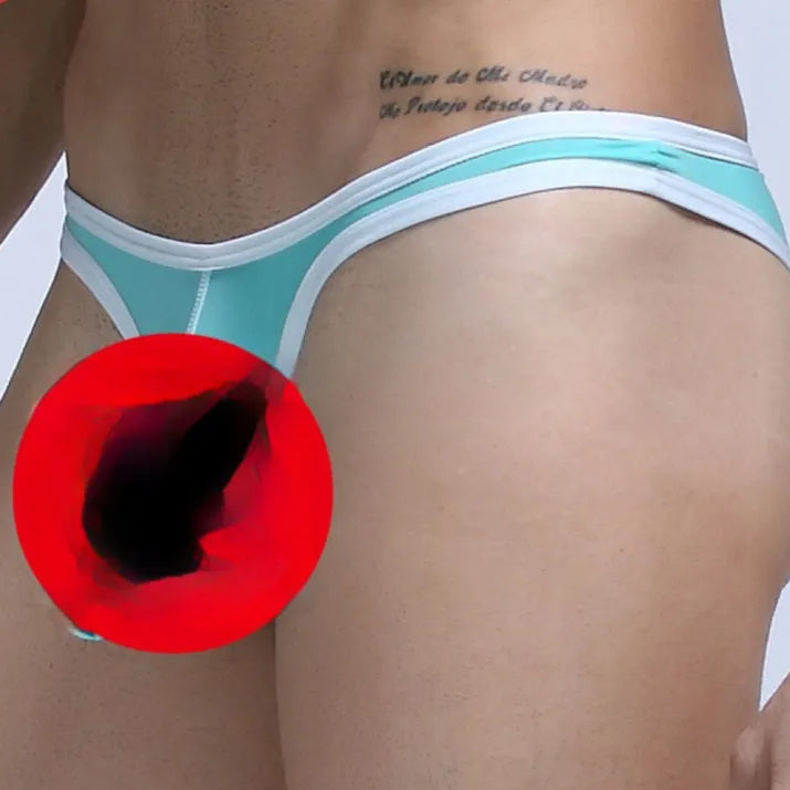 Men's Ice Silk nylon briefs in Army Green, shown with size and colour options.