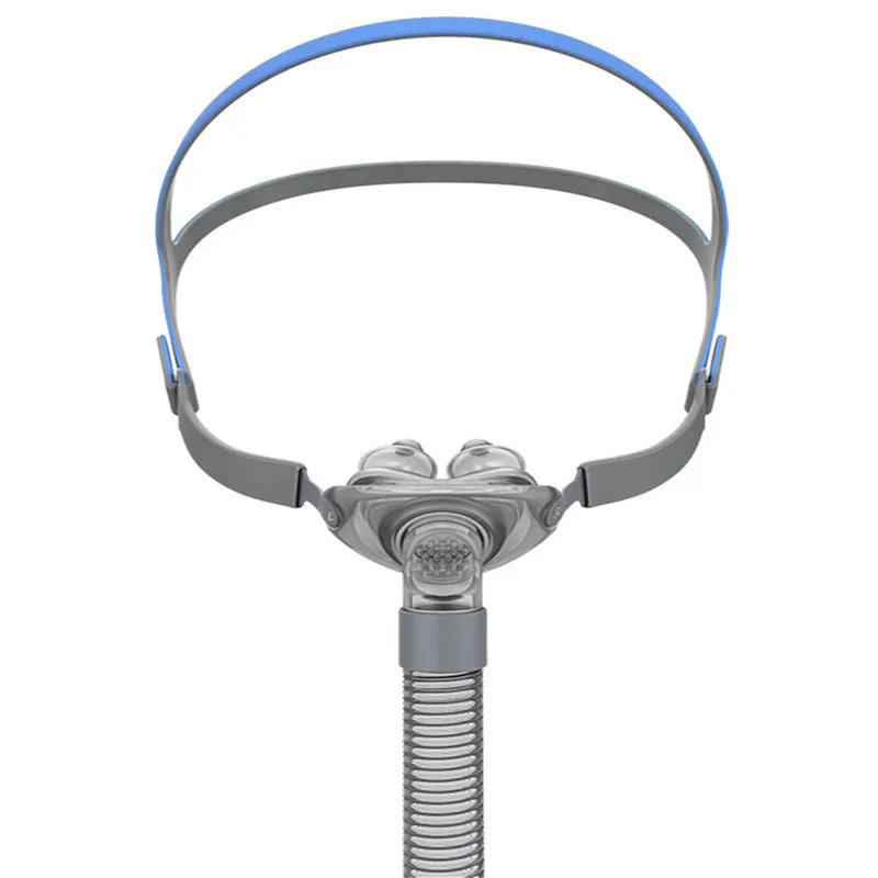 Ventilator nasal pillow mask with silicone cushion and adjustable headband components