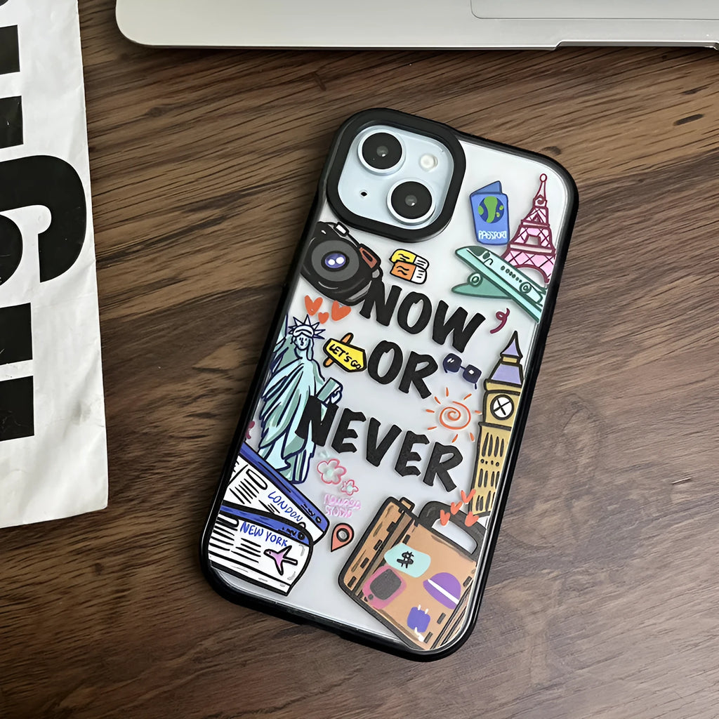 Free Travel acrylic hard phone case in Travel Ticket colour for iPhone models