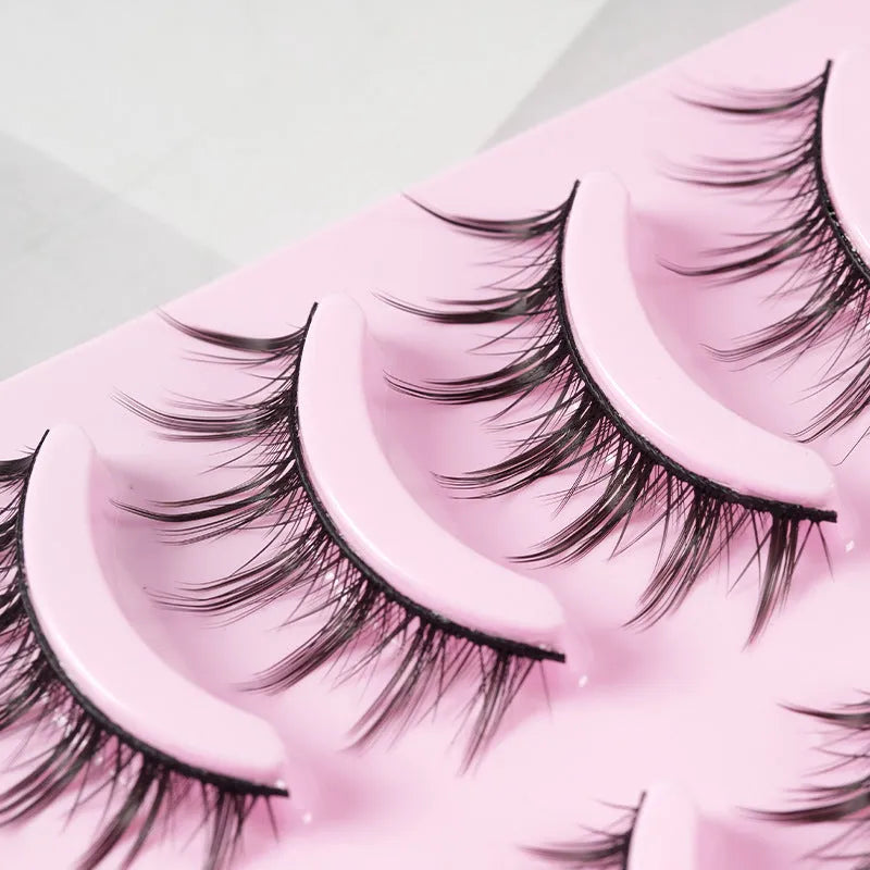 Pack of manga-style false eyelashes showing three wispy styles 007, 008, 009 for anime cosplay makeup.