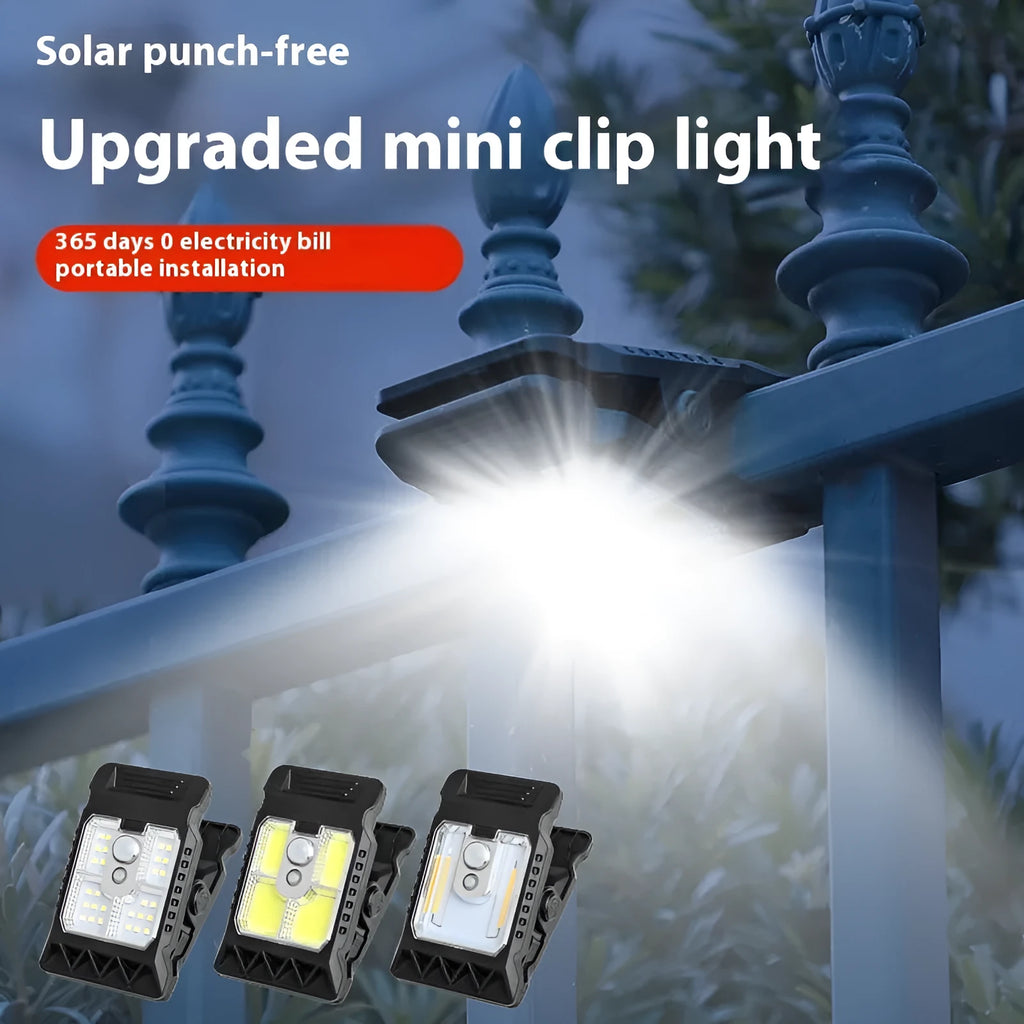 White ABS clip lamp with motion sensor and three brightness options for automatic lighting