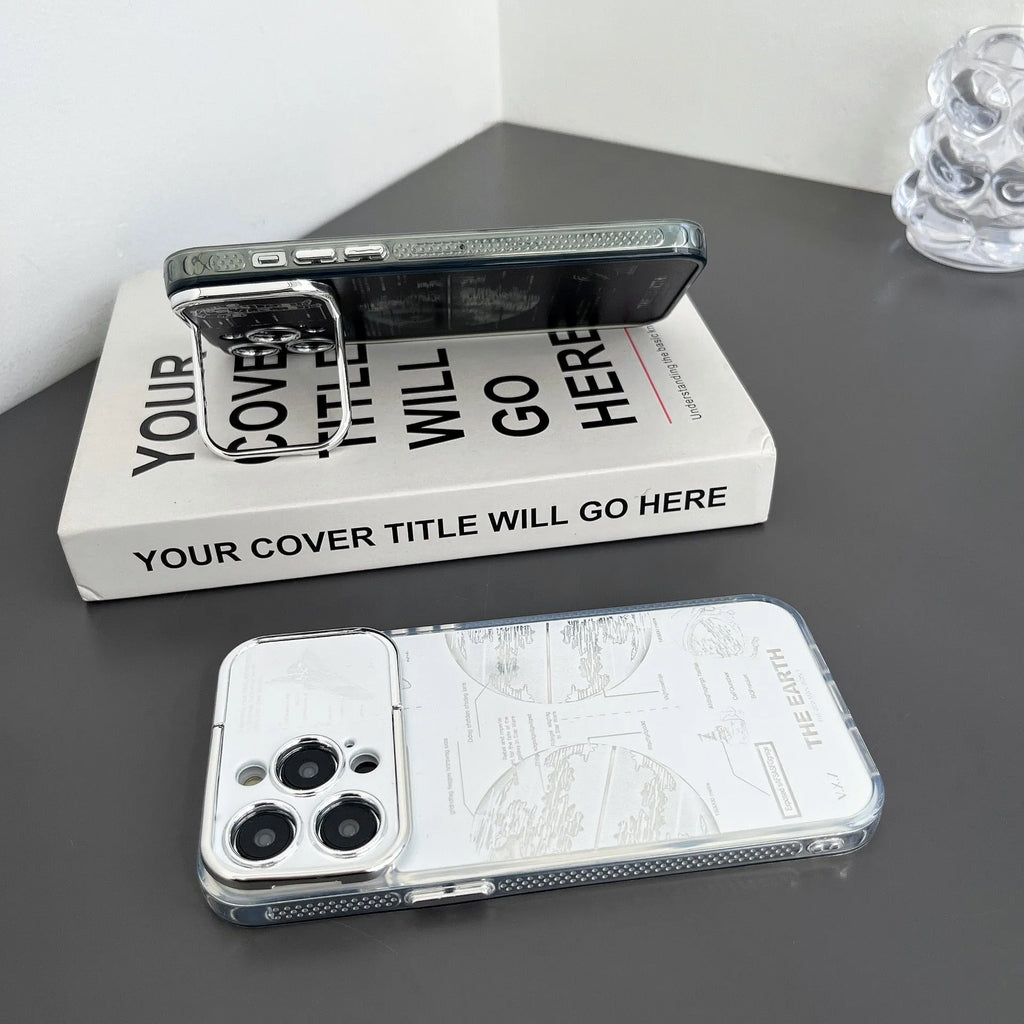 Pleated bracket phone case in TPU material with fall protection for iPhone 11-15 series, shown in colour as in Figure 1