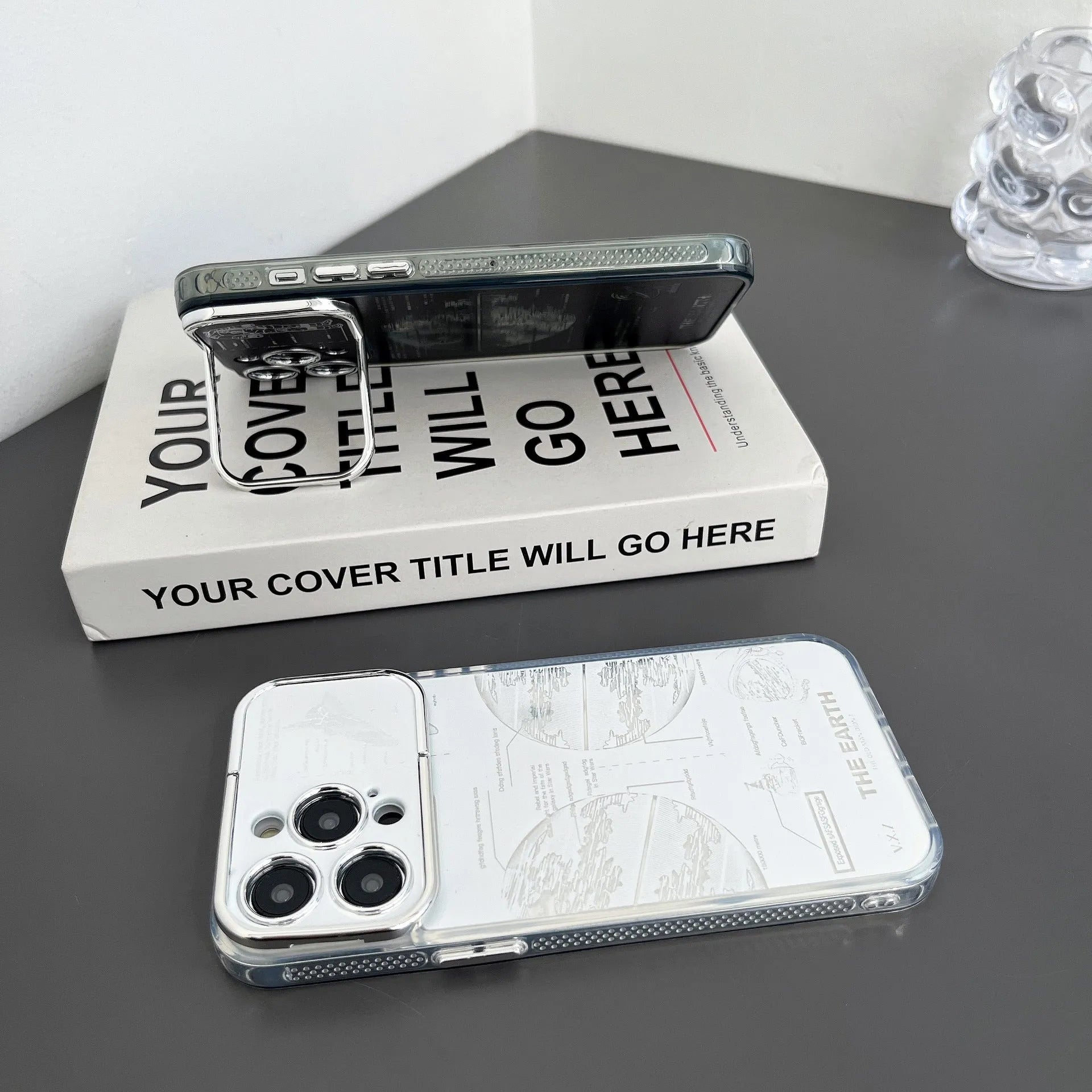 Pleated bracket phone case in TPU material with fall protection for iPhone 11-15 series, shown in colour as in Figure 1
