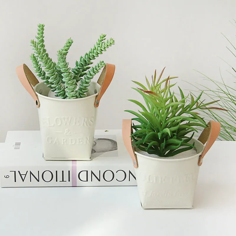Iron flower pot in American style with letter metal design, desktop size options available