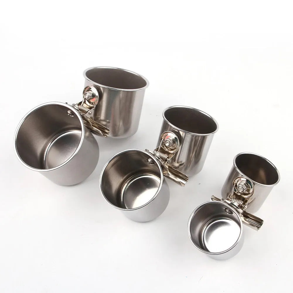 Stainless steel birdcage feeder in natural metallic finish for outdoor use.