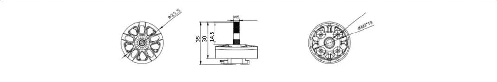 X2810 multi-axis flight motor with metal housing, available in 900KV 1100KV 1500KV options