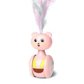 Interactive cat toy with rotating ball and feather wand in bumbler design