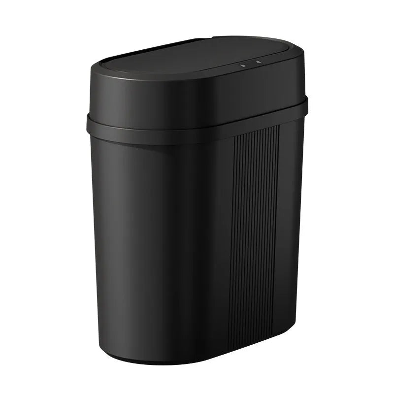 Smart trash can with waterproof sealed lid in black or white, square PP body for home use