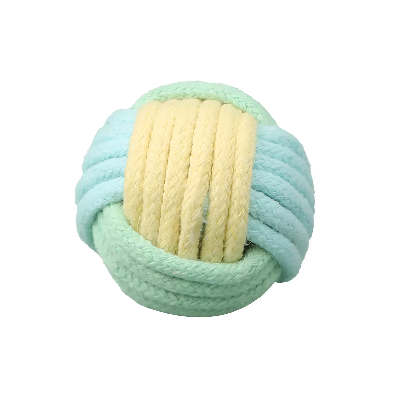 Handmade cat hair ball plush cotton toy in blue powder, green blue, or pink green colours measuring 5cm diameter
