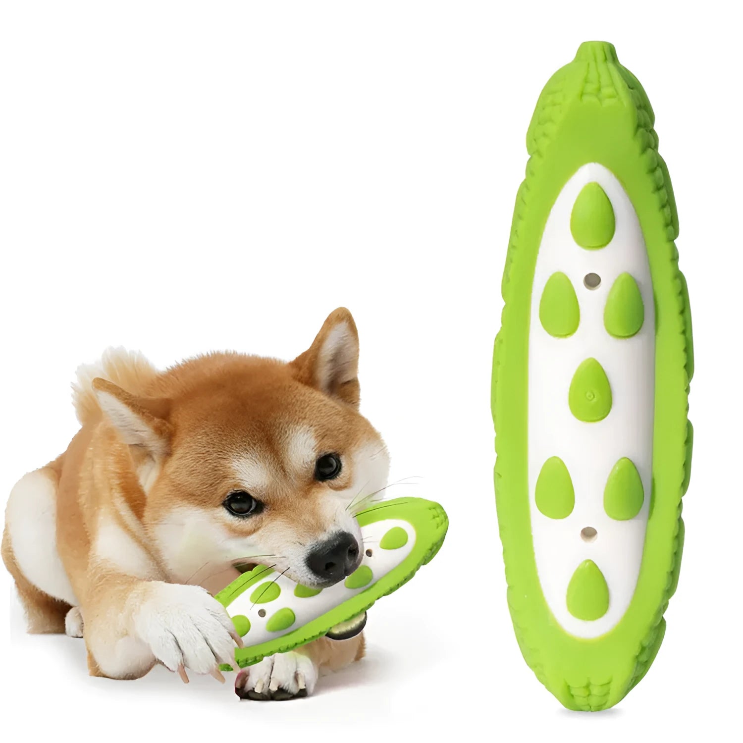 Green and purple meat-scented rubber dog chew toy for large dogs and puppies