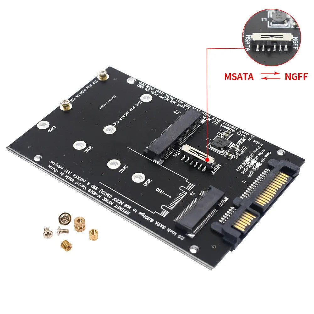 SATA 3 to M.2 NGFF mSATA SSD conversion adapter card in black and blue colour options