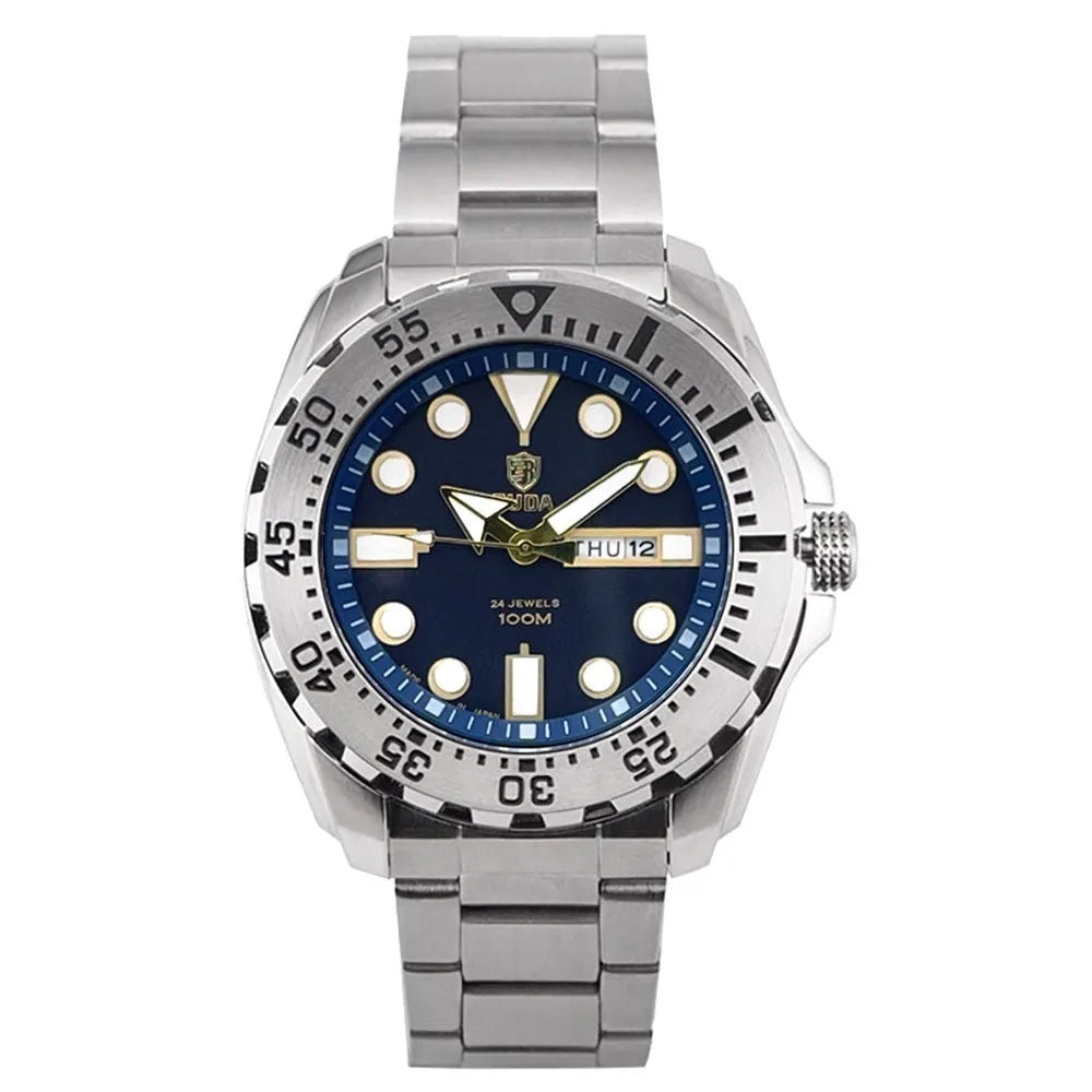 Men's waterproof luminous quartz watch with 15mm steel case and sports-style design