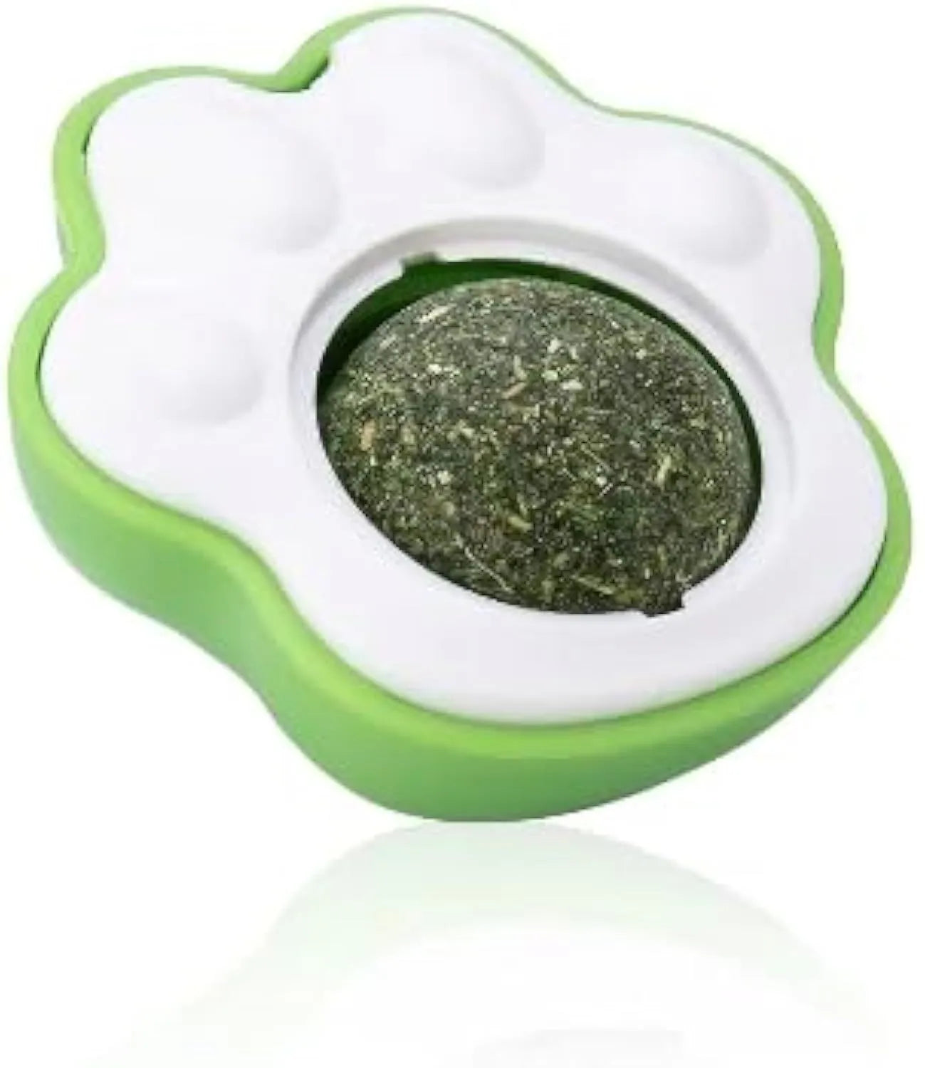 Edible vine catnip ball chew toy for cats in blue, green, or pink colours measuring 45x33x50mm