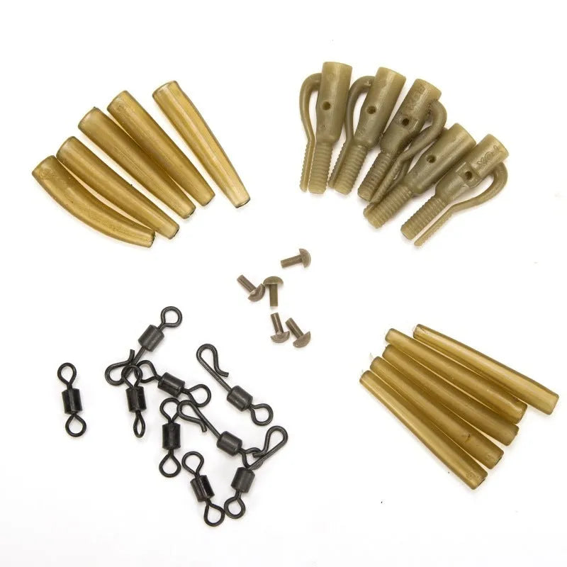 European carp fishing accessory set with 30 pieces including anti-winding pipes and threaded hoses