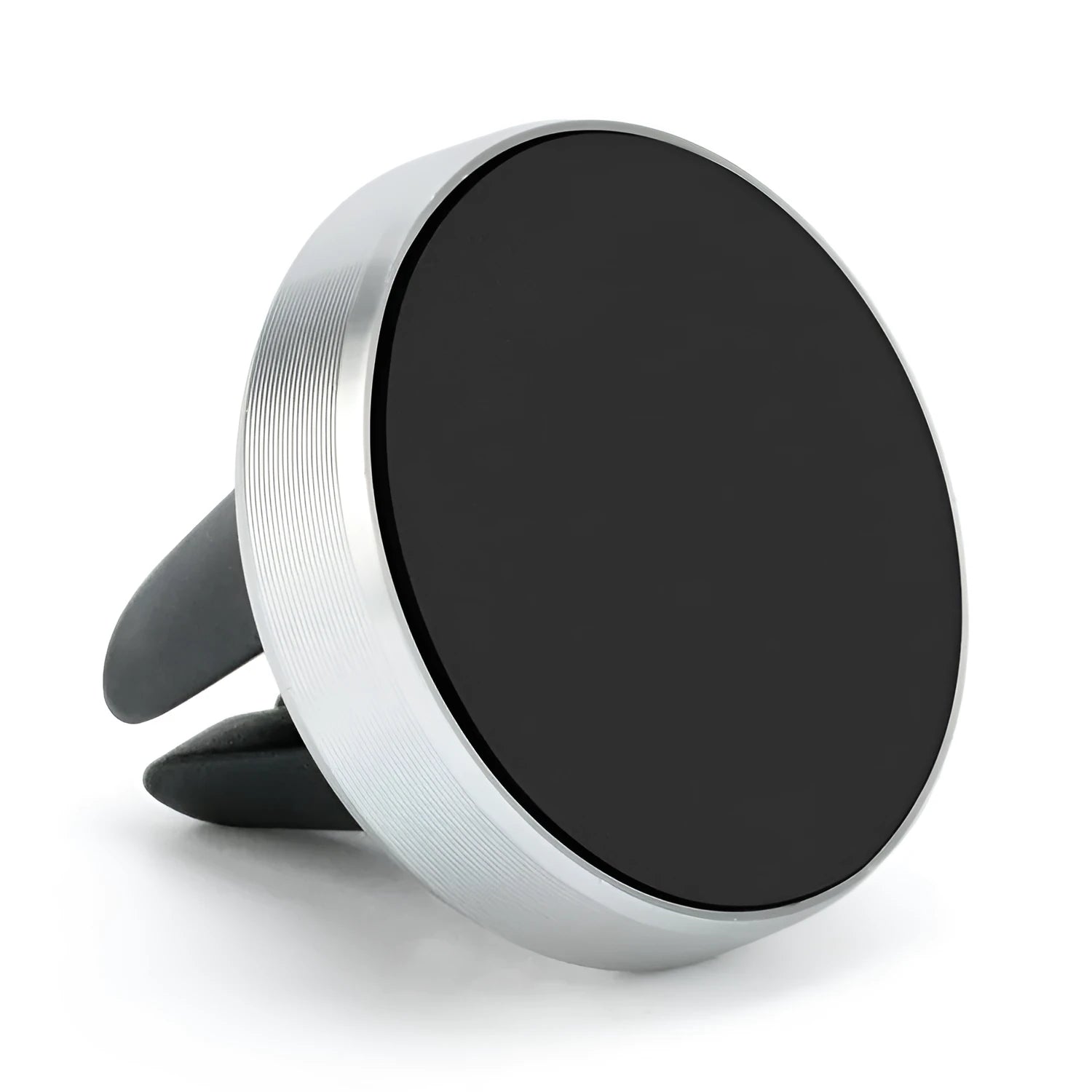 Magnetic car phone holder mounted on vehicle air vent in rose gold colour