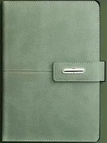 A5 notebook with PU leather cover in choice of colours including black, red, green, blue and orange.