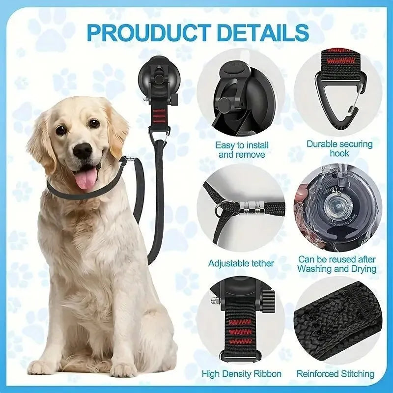 Pet bath restraint suction cup cuff set with traction rope for dog cat washing grooming