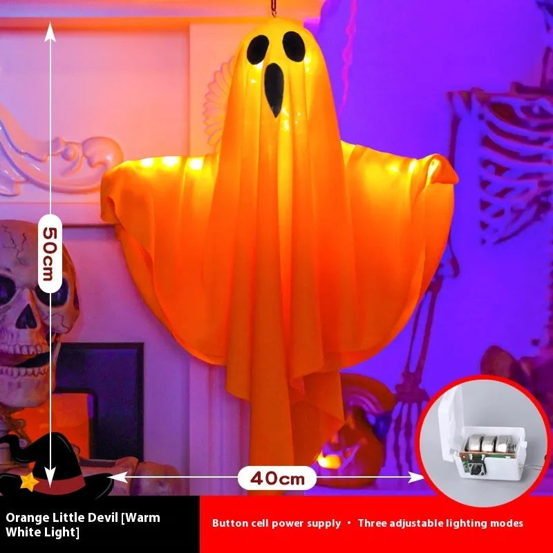 Luminous white and orange cloth ghost scream Halloween indoor lighting with battery power