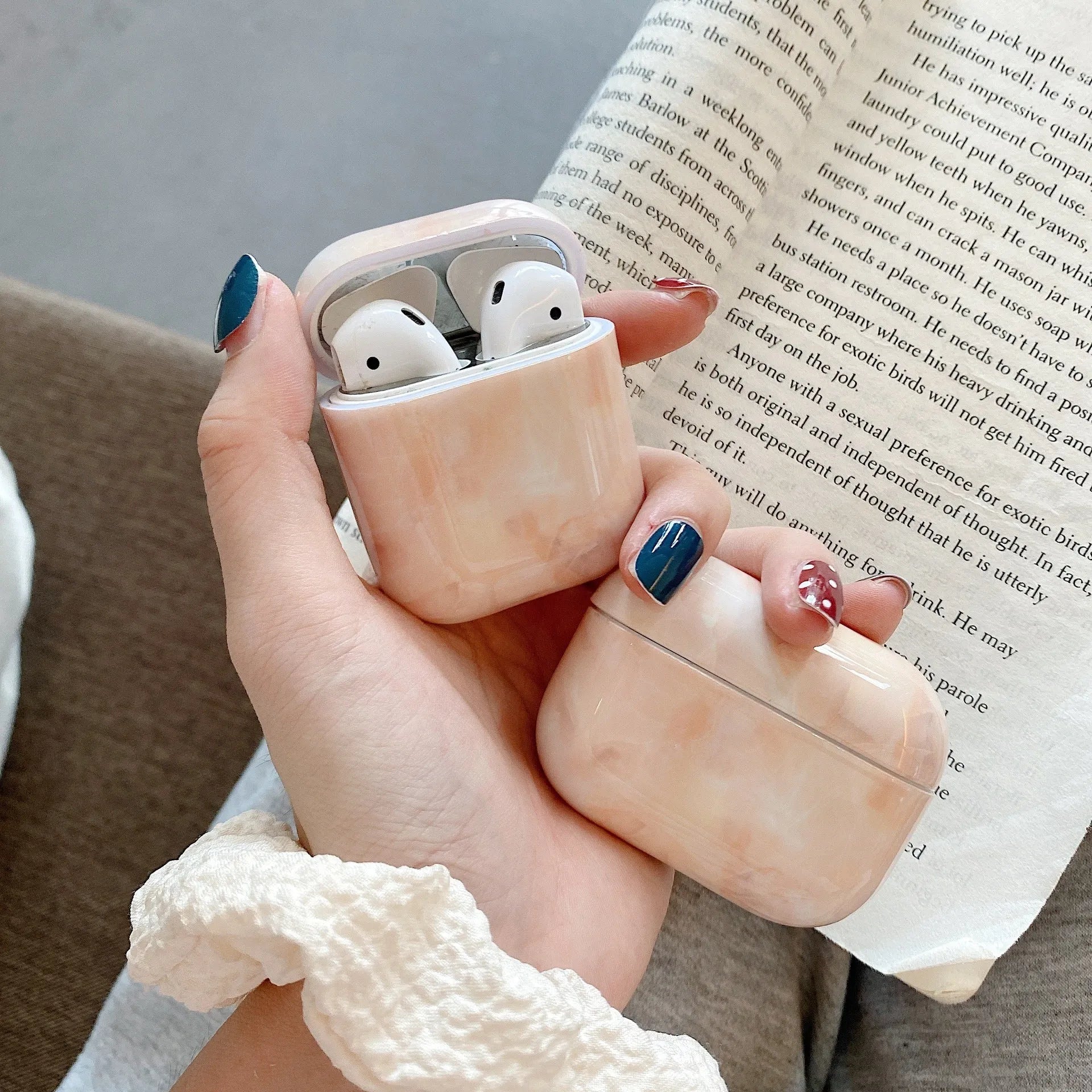 2nd generation Bluetooth earphone case PC hard shell marble finish for Airpods 1/2 and Airpods Pro
