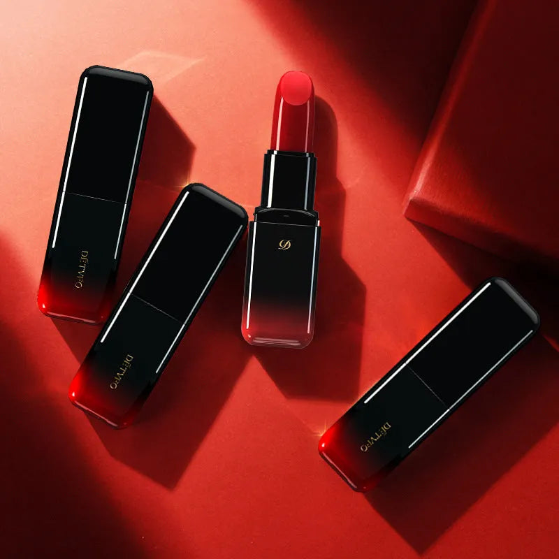 Matte lipstick in shade #107 Strawberry Red with twist-up bullet and moisturising formula