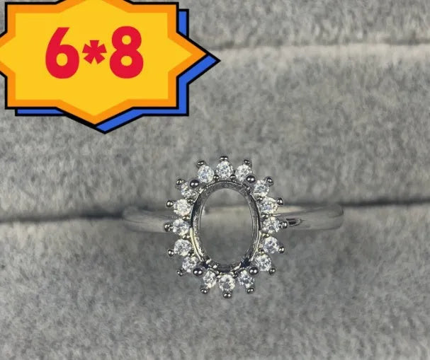 Korean-style oval denier ring with a five-pointed star on electroplated copper, stone size 6x8 mm.