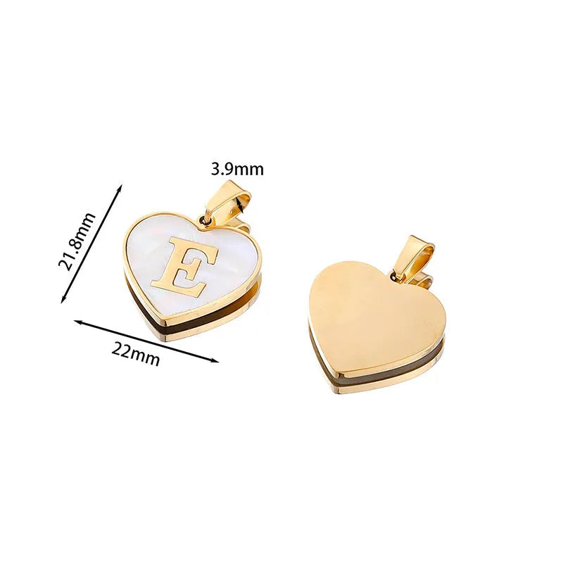 Gold plated heart-shaped necklace with a personalised initial letter and white shell detail on a 50cm adjustable chain.