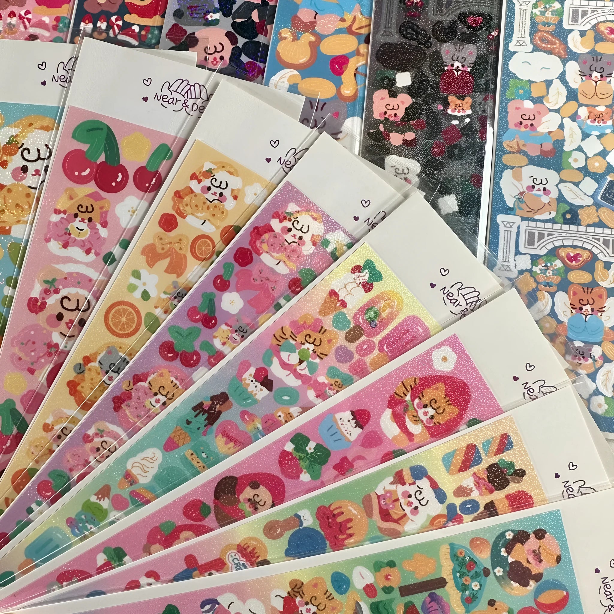 Cartoon animal PET sticker sheet in Korean style with 6.5 x 17.5cm size, black angel colour theme