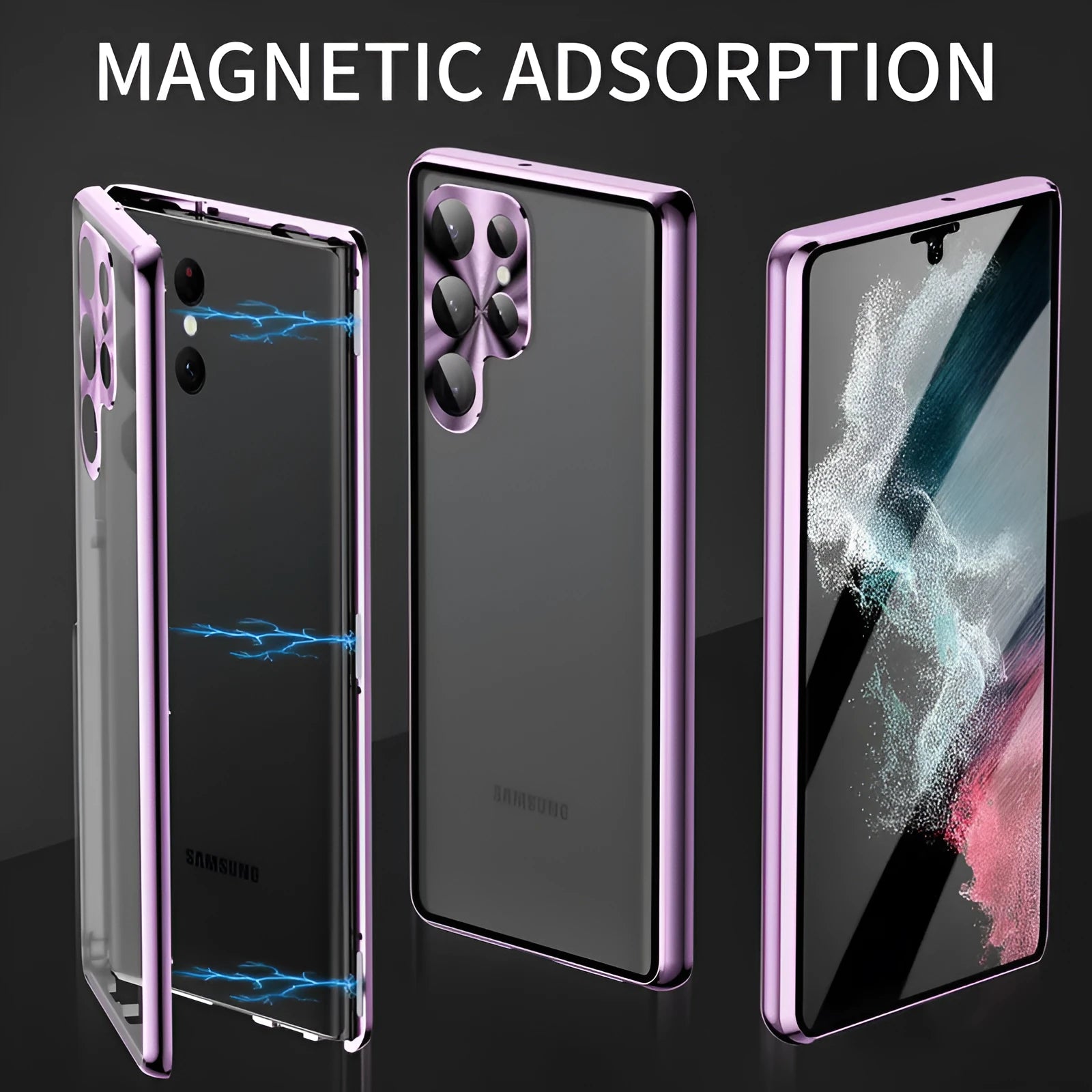 Metal magnetic phone case with privacy mirror for Samsung S24 Ultra in multiple colour options