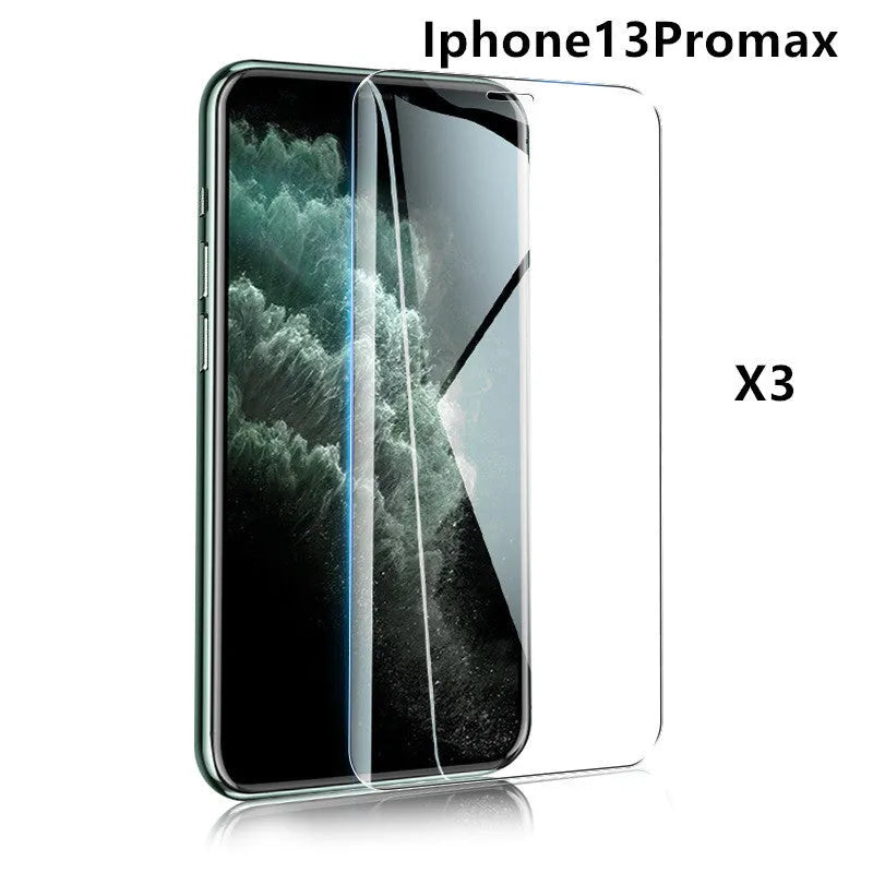 Tempered glass screen protector for mobile phones with 9H hardness and oleophobic coating.