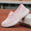 Women's lace-up mesh sneakers in solid colour, round toe low-top design with MD sole