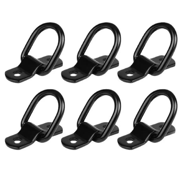 Black galvanised carbon steel floor hook with pull ring design for truck cargo securement