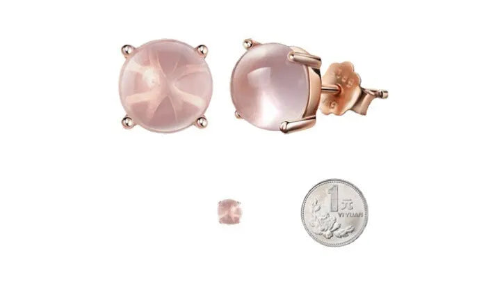 Women's rose gold drop shape stud earrings with crystal inlay detailing in Korean style