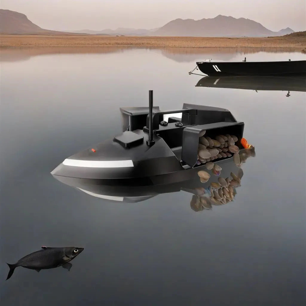 V020 GPS remote control fishing boat with black or luminous yellow hull and handbag