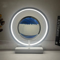 Modern acrylic and metal LED quicksand table lamp with three colour dimming for living room