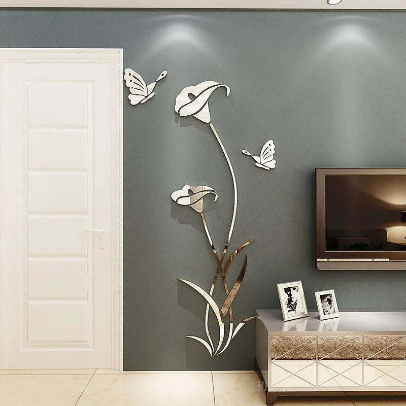 Lily 3D stereo clear acrylic wall sticker in multiple sizes and colour options