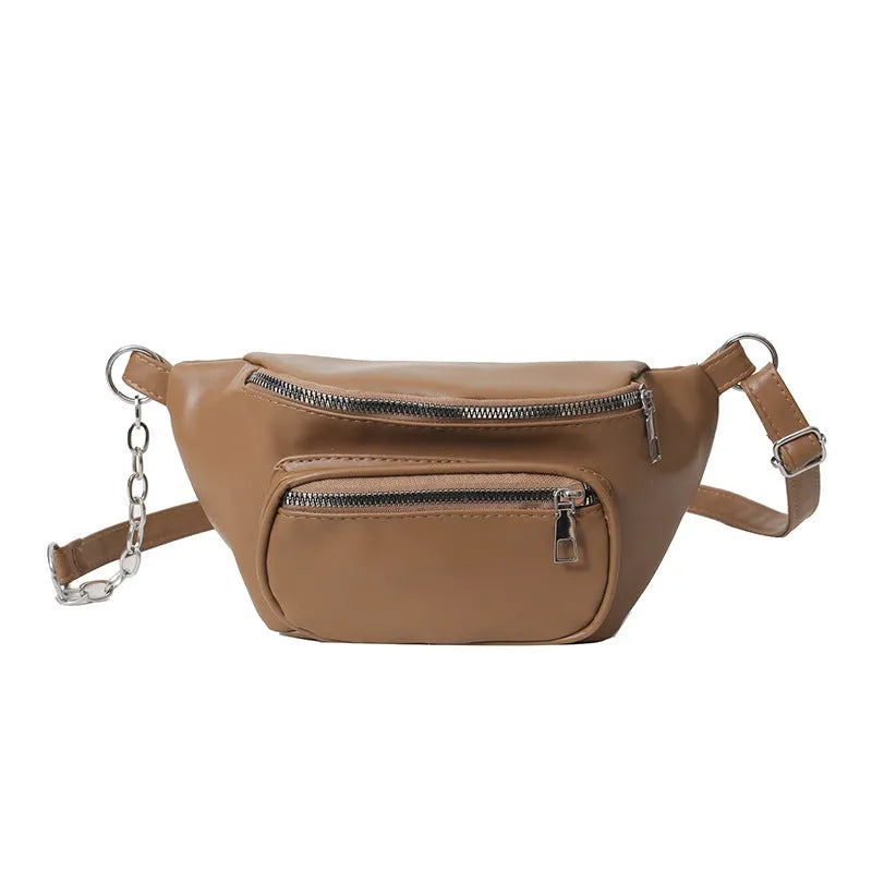 New high-grade versatile large capacity PU shoulder bag for women with chain detail, black colour, urban simple style